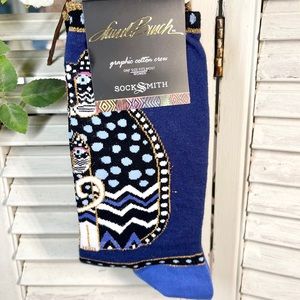 🔥Women’s Laurel Burch Art Cat Socks Blue/Metallic